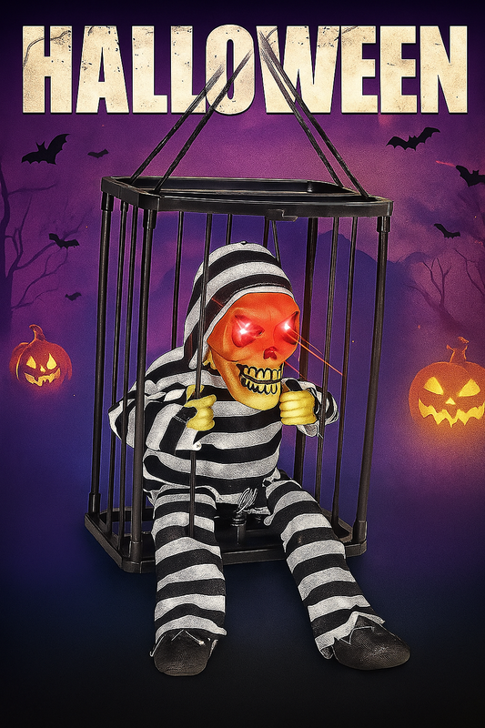 🎃 Prisionero Esqueleto Colgante con Luz LED – Decoración de Halloween 👻